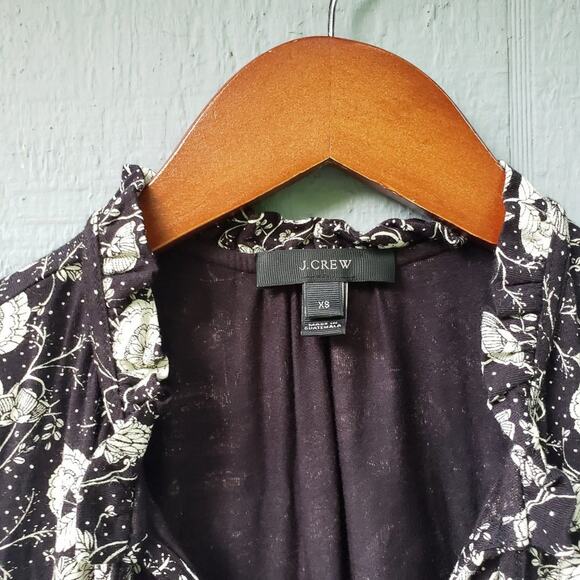 J Crew Off White Black Floral Peplum Tank Top XS - Picture 4 of 9